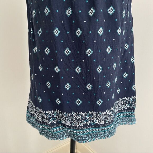 Fun 2 Fun Sleeveless Picnic Print Navy Blue Blouse Medium Coastal Cowgirl Boho - Picture 6 of 9